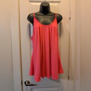 Bright Pink Pleated Plus Boutique Tank Top